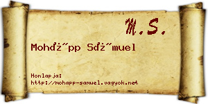 Mohápp Sámuel névjegykártya